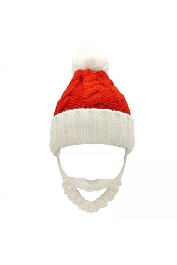 6xSanta Hat with Beard Christmas Knitted Beanie for Carnival Fancy Dress