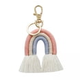 thumbnail image 1 of Segolike 6xWeaving Rainbow Keychains Tassel Macrame Key Holder Keyring Bag Charm Pink 6 Pcs, 1 of 8