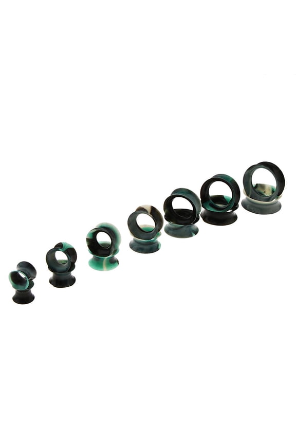 7 Pairs Colors Ear Gauges Body Jewelry Silicone Double Flared Tunnels , Colors 5, 8-20mm