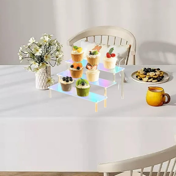 Segolike Acrylic Display Riser Acrylic Shelves,Countertop,Table,Modern,Showcase Fixtures Collectibles Display Stand for Candy Cosmetic 3 Layers