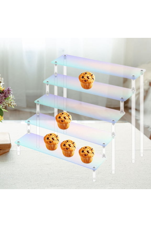 Acrylic Display Riser Jewelry Display Riser Shelf 30cm Clear Acrylic Showcase Clear Product Stand for Cupcake Dessert Retail Shoe Conutertop five layer