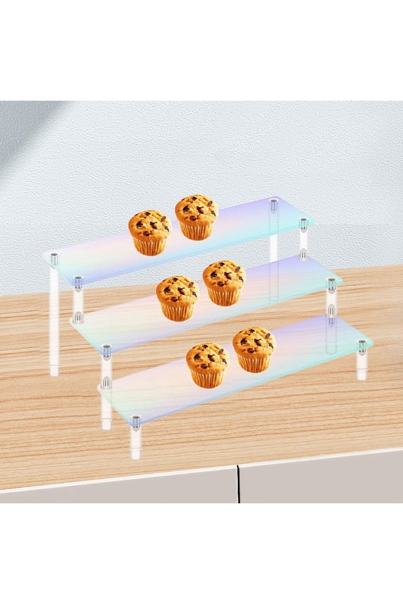 Acrylic Display Riser Jewelry Display Riser Shelf 30cm Clear Acrylic Showcase Clear Product Stand for Cupcake Dessert Retail Shoe Conutertop three layer