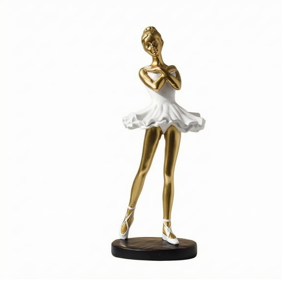Segolike Ballet Girl Sculpture Figurine Resin Graceful Pose with Carved Skirt Dark Base Nordic Style Ornament for Home or Studio
