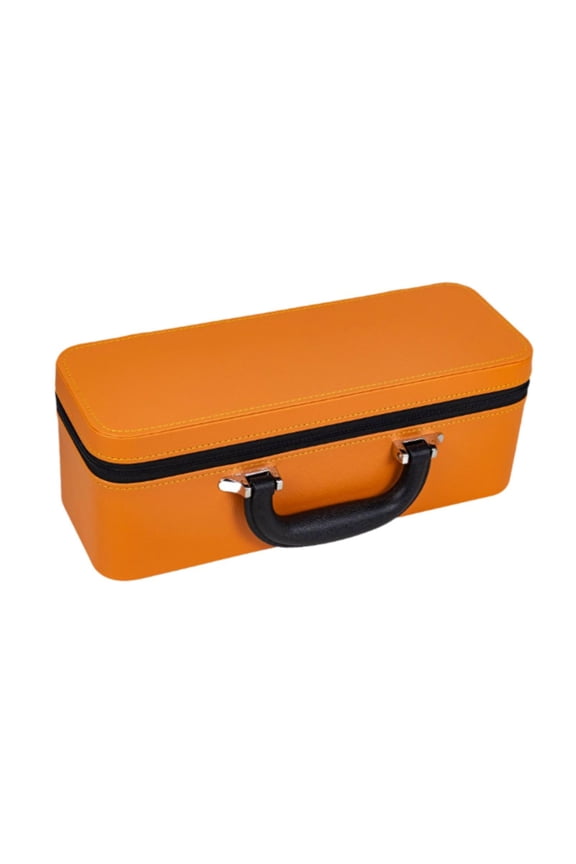 Bangle Box Bracelet Storage Box Multi Compartments Soft Interior Lining PU Leather Portable Handle Carrying Case Jewelry Case Orange