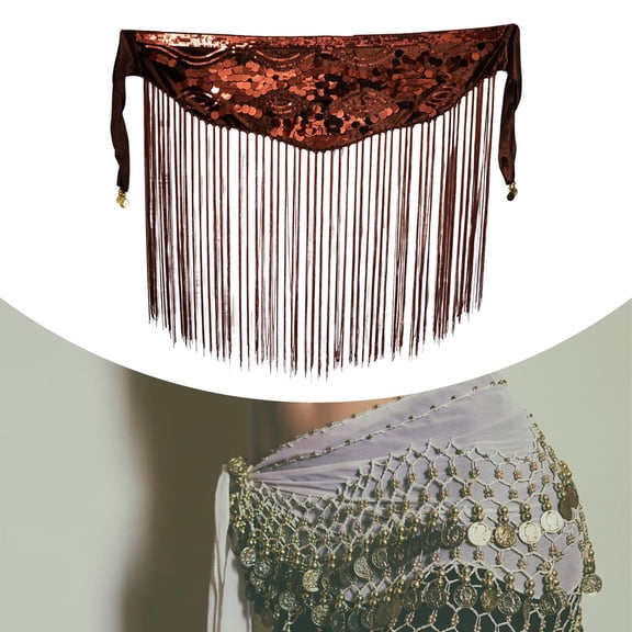Segolike Belly Dance Skirt Hip Scarf Waist Wrap for Theater Stage Festival Tango Clubwear coffee