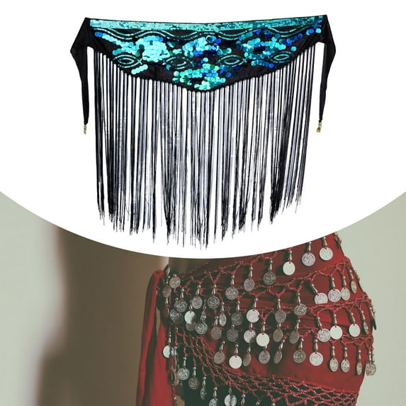 Segolike Belly Dance Skirt Hip Scarf Waist Wrap for Theater Stage Festival Tango Clubwear green
