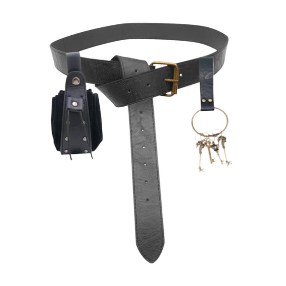 Segolike Belt Pouch Waist Bag Unique Purse PU Leather Belt for Casual Cosplay Black