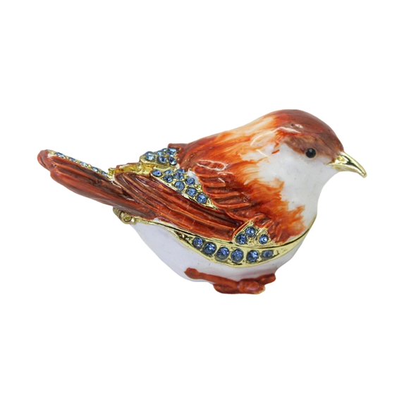 Segolike Bird Trinket Box, Enamel Hinged Jewelry Box Parties Supplies with Lid Rings Holder Organizer Display for Girl Earring Wedding Light Brown
