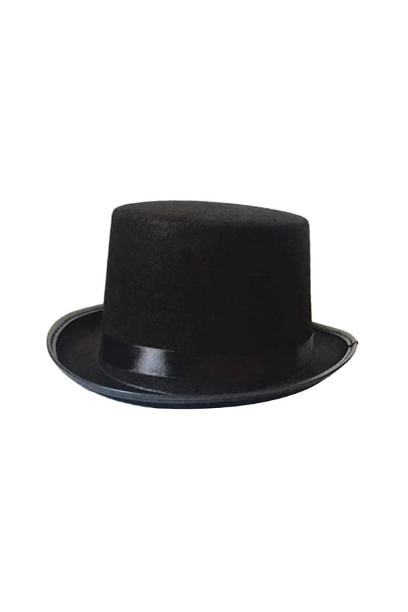 Black Top Hat Magician Felt Top Hat Headwear Adults Unisex Funky Cap Dress up Steampunk Top Hats Fedoras for Carnival, Party L for Adult