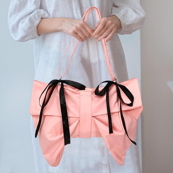 Segolike Bow Shoulder Bag Cute Fashion Bow Purse for Party Street Dating Commuting Travel Pink