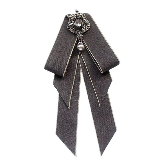 Segolike Bow Tie for Women Bowknot Necktie Elegant Ribbon Women Vintage College Style Solid Color Bowties Brooch Pin for Gift Suit Shirt Work Gray