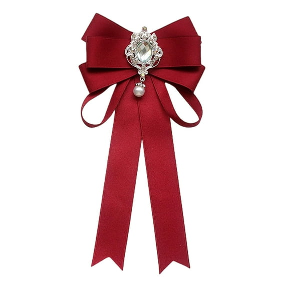 Segolike Bow Tie for Women Brooch Pin Accessories Formal Solid Color Girls Classic Ladies Necktie Neck Tie for Uniform Dark Red