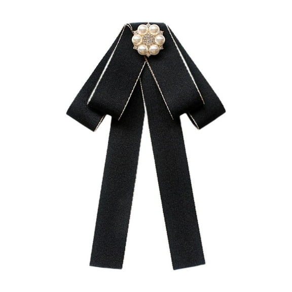Segolike Bow Tie for Women Neck Tie Brooch Pin Collar Pin Decoration Ribbon Tie Pre Tied Bowtie for Costume Accessories School Holiday Black