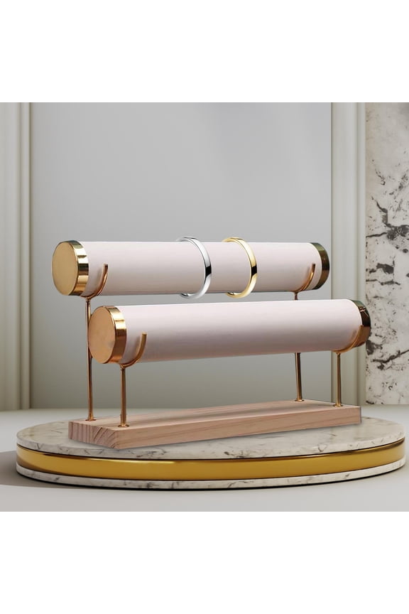Bracelet Holder Display Detachable Bracelet Storage Stand Bracelet Bangle Watch Holder Bracelet Storage Organizer for Photo Props Tradeshow White PU Leather