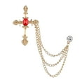 thumbnail image 1 of Segolike Brooch Lapel Pin Hanging Chains Collar Brooches Vintage Cross Badge Tie Clips Fashionable Collar Pin Charm for Men Suit Shirts Jacket Coat Style C, 1 of 4