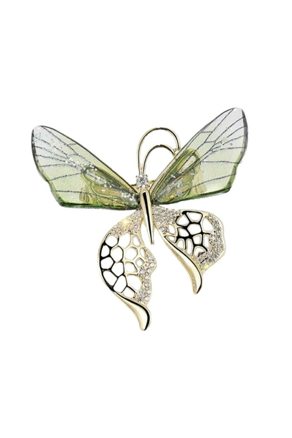 Butterfly Brooch Pin Jewelry, Animal Pin, Modern Brooch Badge Rhinestone Brooches Lapel Badge Pin for Sweater Clothing Bridal Green