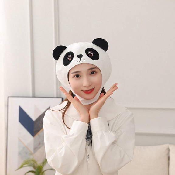 Segolike Cartoon Plush Panda Hat Hood Novelty Cap Winter Warm Headgear for Cosplay Photo Props