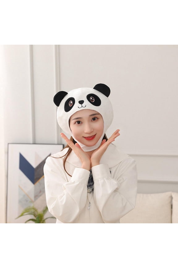 Cartoon Plush Panda Hat Hood Novelty Cap Winter Warm Headgear for Cosplay Photo Props