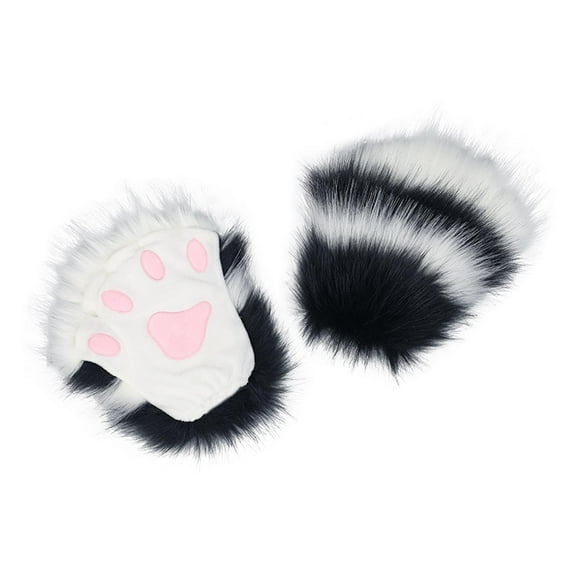 Segolike Cat Claw Gloves Kitten Paw Gloves Men Women Costume Gloves Fingerless Gloves Mittens for Stage Performance Festival Nightclub Black