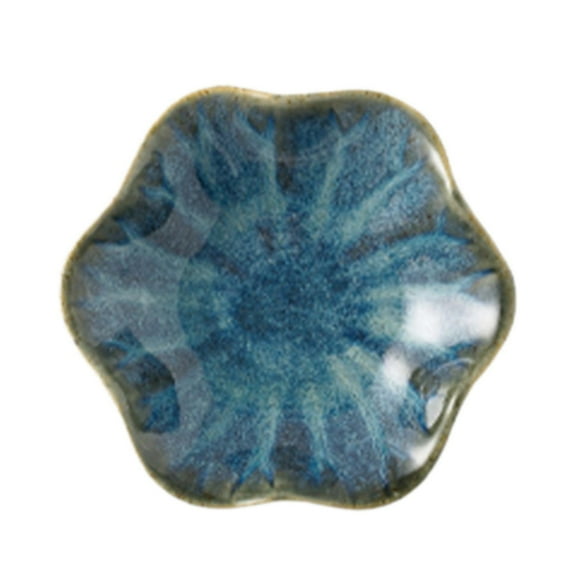 Segolike Ceramic Trinket Tray Flower Shape Spoon Holder Decorative Plate Key Bowl Dish for Trinket Daughter Kitchen Birthday Gift Blue