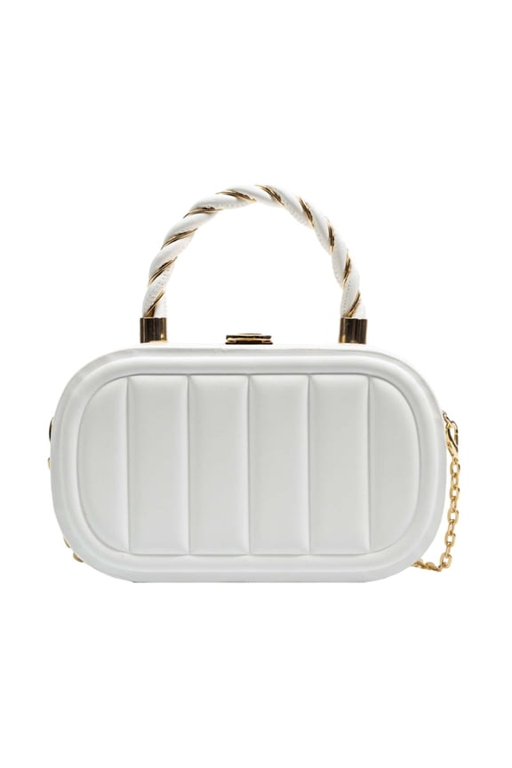 Chain Box Bag Crossbody Purse Crossbody Bag for Women School Prom Tote Bag Travel Beach Small Square Bag Handbag White