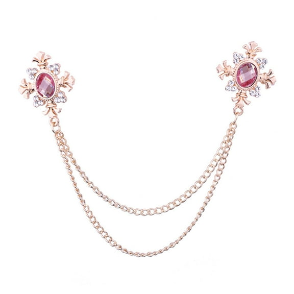 Segolike Chain Brooch for Men Suit Men's Brooch Lapel Women Men's Brooch Suit Pin Badge Rhinestone Chain Brooch for Dress Scarf Tuxedo Gold Pink Red
