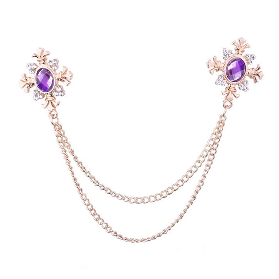 Segolike Chain Brooch for Men Suit Men's Brooch Lapel Women Men's Brooch Suit Pin Badge Rhinestone Chain Brooch for Dress Scarf Tuxedo Gold