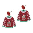 thumbnail image 1 of Segolike Christmas Sweater Earrings, Drop Earrings for Women, Acrylic Earrings Earstuds Jewelry for Club, Daily Wear, Graduation, Xmas Elk Red Sweater, 1 of 8