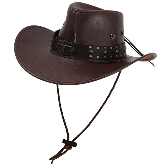 Segolike Cowboy Hat Women Sun Protection Hat for Stage Performance Costume Props Shopping Brown