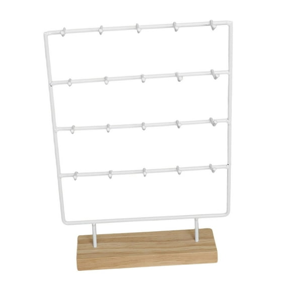 Segolike Earring Card Display Holder Jewelry Display Stand with 20 Hooks Earrings Storage Rack for Earring Cards Ring Pendants Desktop White