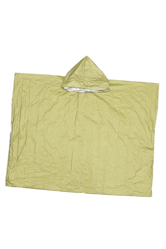Emergency Rain Poncho Hooded Raincoat Windproof Camping Gear Waterproof Reusable Rainwear Suit Cloak with Mylar Blanket Liner for Unisex Adults Travel