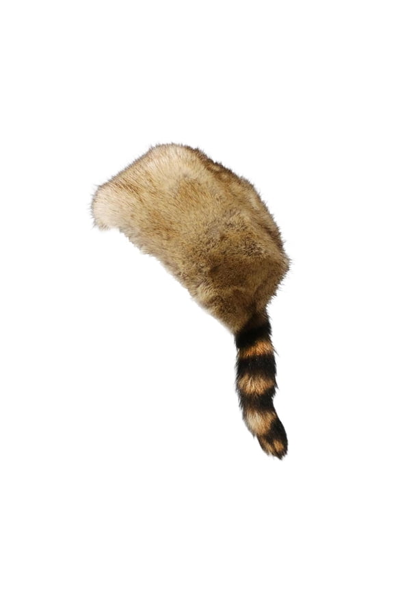 Faux Raccoon Tail Hat Soft Adorable Winter Hat for Bike Climbing Skating brown
