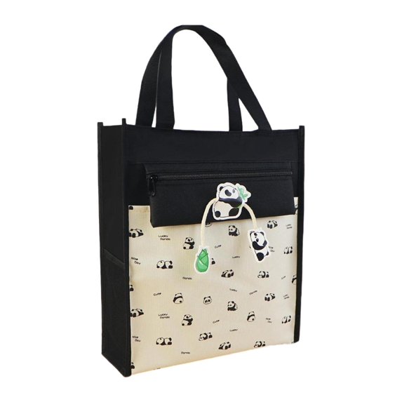 Segolike Girls Tote Bag Tuition Bag Fashion Foldable Trendy Reusable Womens Handbag Students Bag for Summer Vacation Gym Work Shopping Black