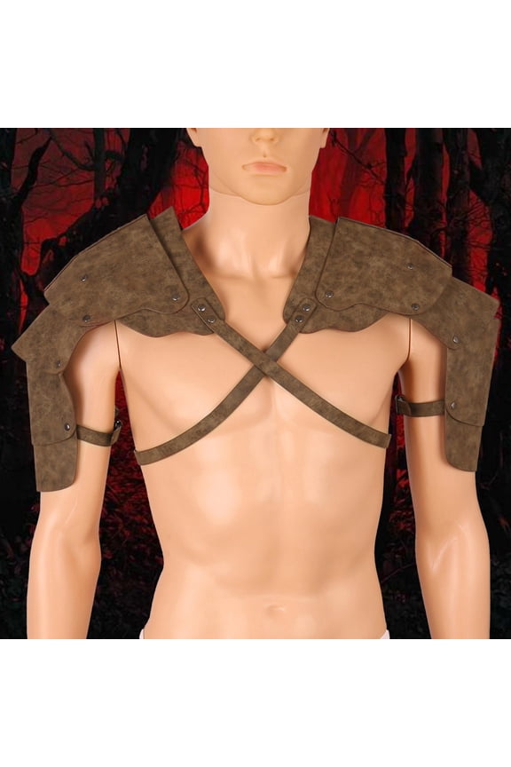 Gothic Steampunk Shoulder s Medieval Shoulder Pauldron Adjustable Strap, PU Single Shoulder , Shrug Belt for Knight