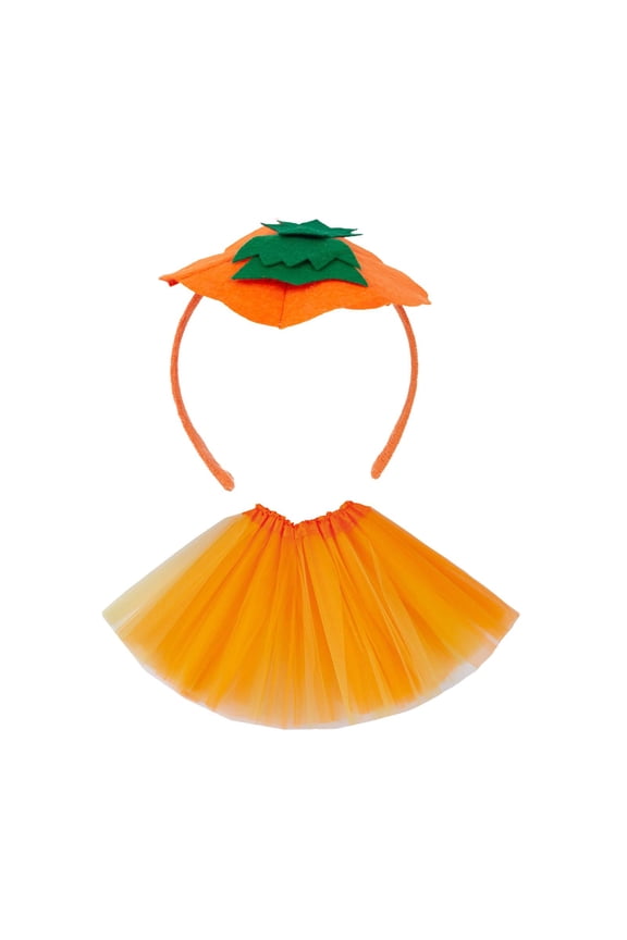 Halloween Pumpkin Headband with Skirt Funny Cute Hair Hoop for Party Photo Props Style A
