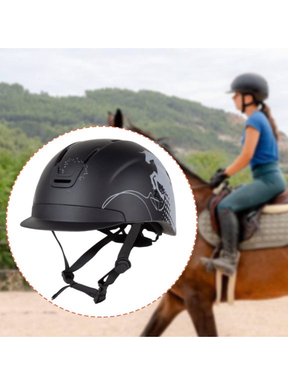 Horse Riding Hat Equestrian Helmet Lightweight Adjustable Impact Resistant Head Cap Outer Shell Breathable Cushion Holes Suitable for Show M