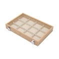 thumbnail image 1 of Segolike Jewelry Box Earring Organizer Tray Wooden with Clear Lid Earring Display Tray Velvet Jewelry Tray for Store Display Showcase 12 Grids Beige, 1 of 8