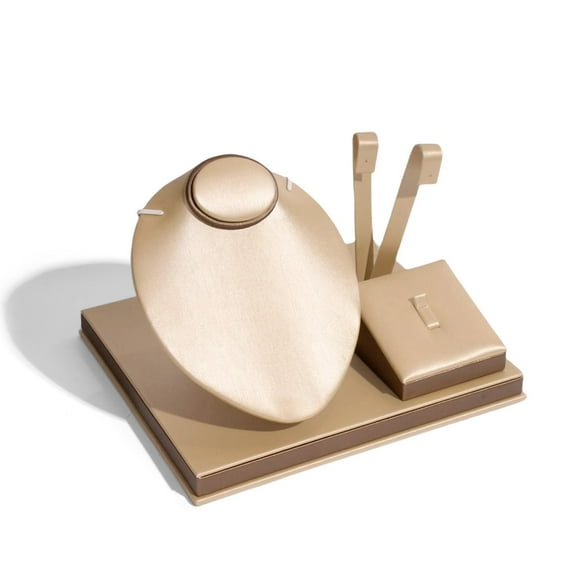 Segolike Jewelry Display Set PU Leather ,Presentation ,Necklace Rack Elegant Necklace Easel Stand ,Jewelry Bust/mannequin ,for Selling golden