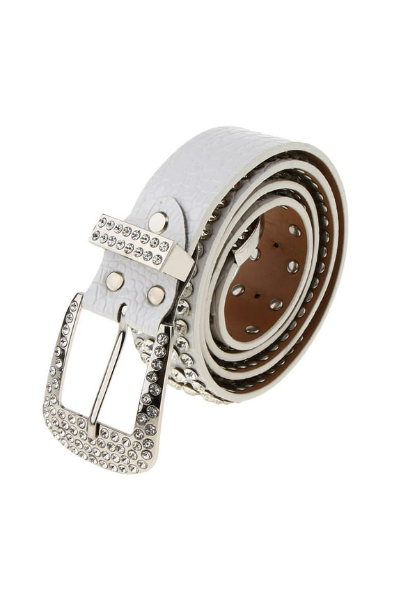Ladies Rivet Belt Leather Belt Punk Gothic Style , White, as described