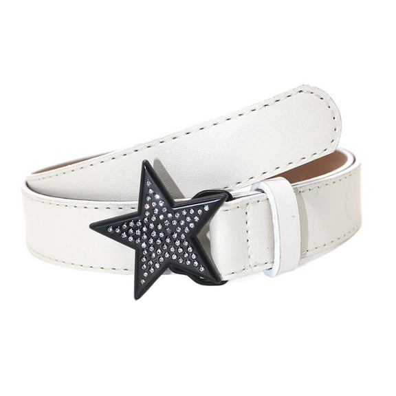 Segolike Ladies Waist Belt Rhinestone Buckle Fashion Skinny 1.1inch Width Decorative Belt Jeans Belt Women PU Leather Belt Pants Casual White