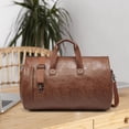 thumbnail image 1 of Segolike Leather Duffle Bag, Business Travel Bag, Adjustable Strap Shoulder Bag, Overnight Bag with Shoes Compartment, Luggage Bag for Hiking Outdoor Brown, 1 of 8