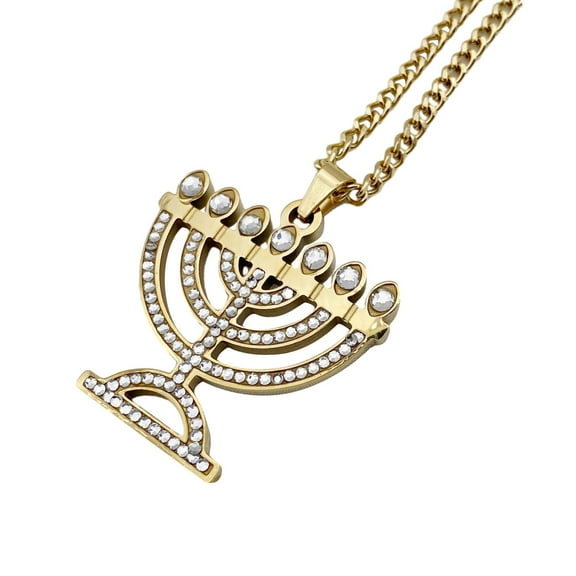 Segolike Menorah Necklace Hanukkah Necklace Delicate Trendy Fashion Choker Chain Necklace for Women for Easter Party Christmas