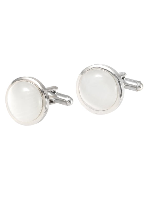 Mens Cufflinks Cuff Buttons Fashion Jewelry Round Cuff Links Suit Shirt Cuff Links for Party Dress Engagement Formal Ceremony white