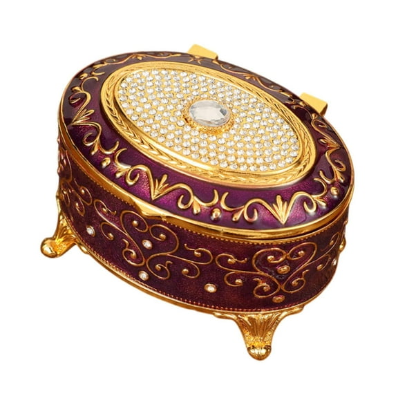 Segolike Metal Jewelry Box Trinket Organizer Vintage Decorative Jewelry Storage Box Desk Jewelry Case Keepsake Box for Bracelets Violet