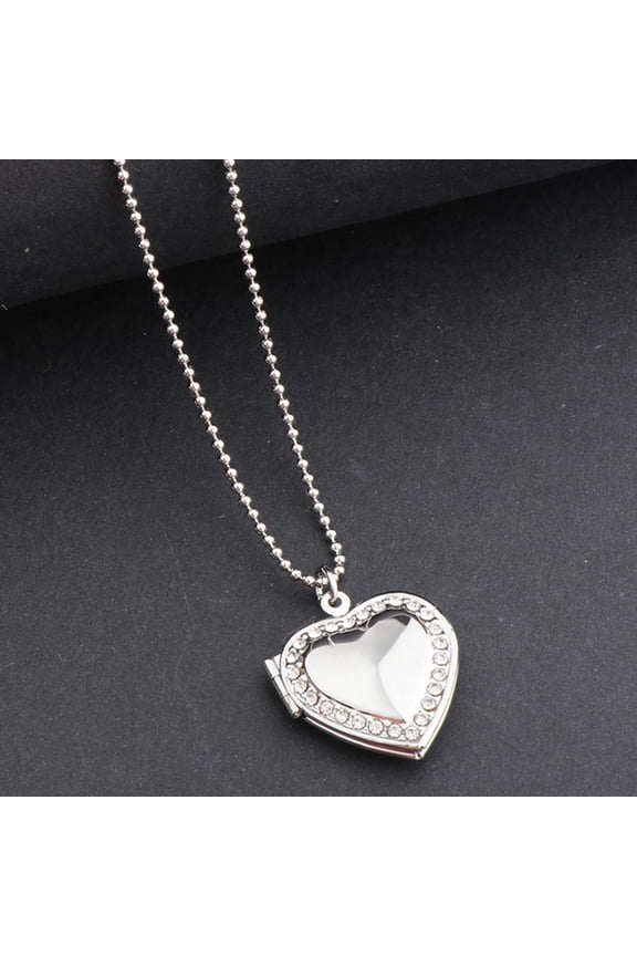 Mini Rhinestone Memory Photo Picture Locket Box Memorial Necklace Openable 4