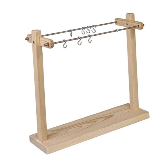 Segolike Necklace Organizer Jewelry Display Stand Multi Hook for Pendant Keychains Desktop Gift for Women Bracelet Hanger Storage Rack Light Wood 32cm