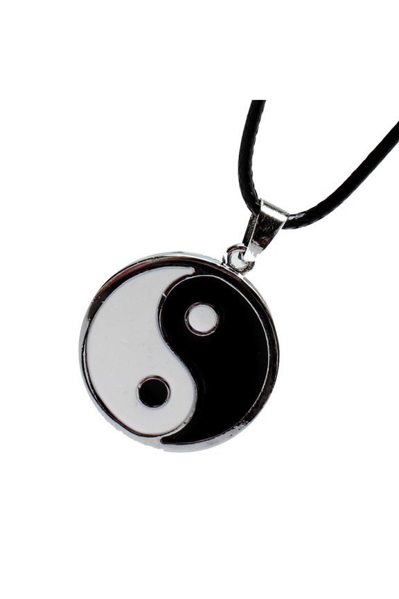 PU Leather Mens Pendant Necklace Small Yin Yang Taichi Necklace