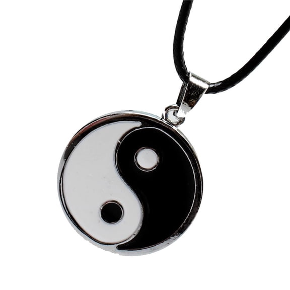 Segolike PU Leather Mens Pendant Necklace Small Yin Yang Taichi Necklace