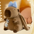 thumbnail image 1 of Segolike Plush Capybara Backpack, Cute 13.8 inch Capybara Stuffed Animal for Party, Birthday Gift Blue Bow, 1 of 8