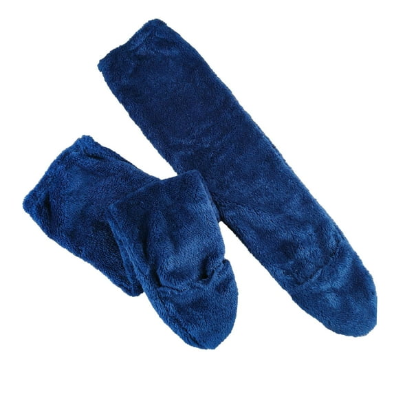 Segolike Plush Leg Warmer Slipper Stockings, Long Tube Knee Socks, Warm Thick Thigh High Socks, Womens Knee High Socks for Living Room Blue
